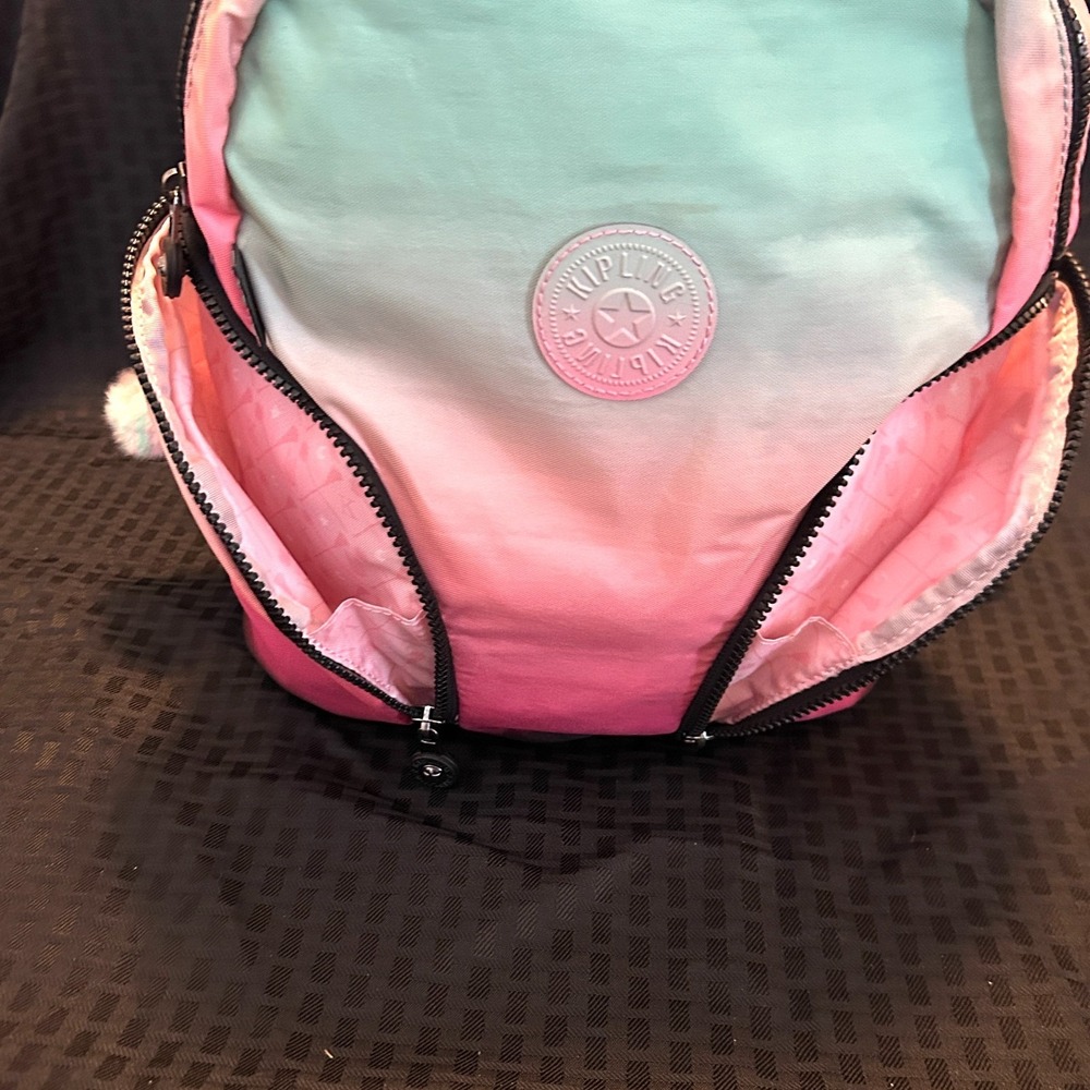 Kipling X Wicked City Pack Backpack Gradient Pink Mint Green Monkey Keychain - Picture 7 of 13